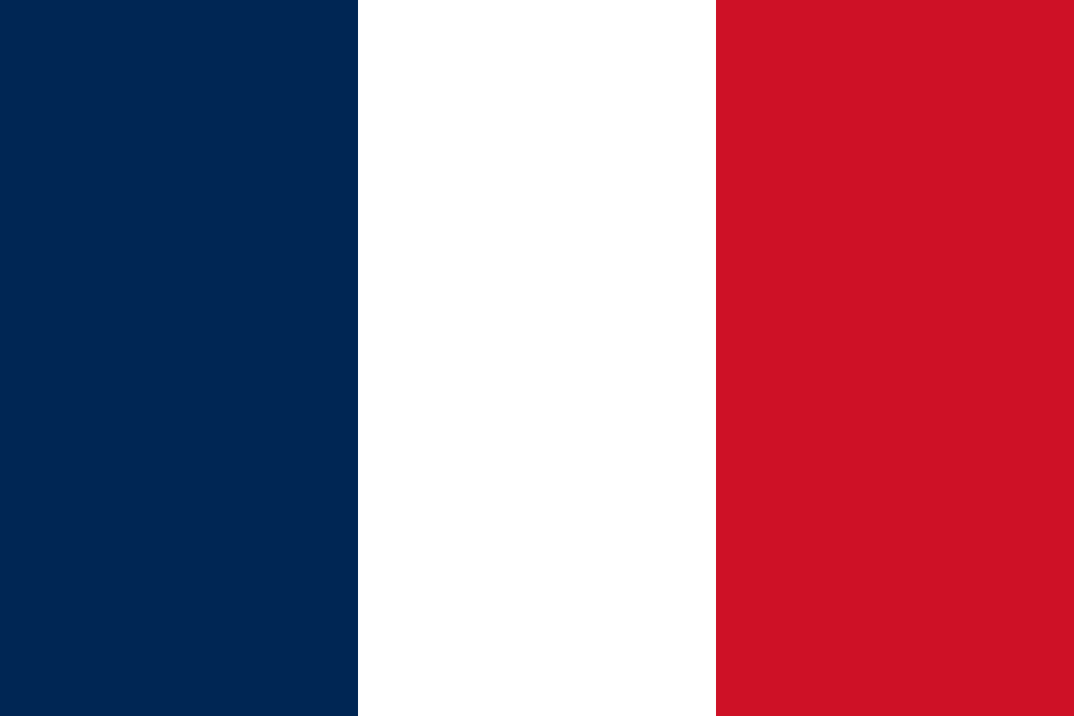 The French flag: blue, white, red